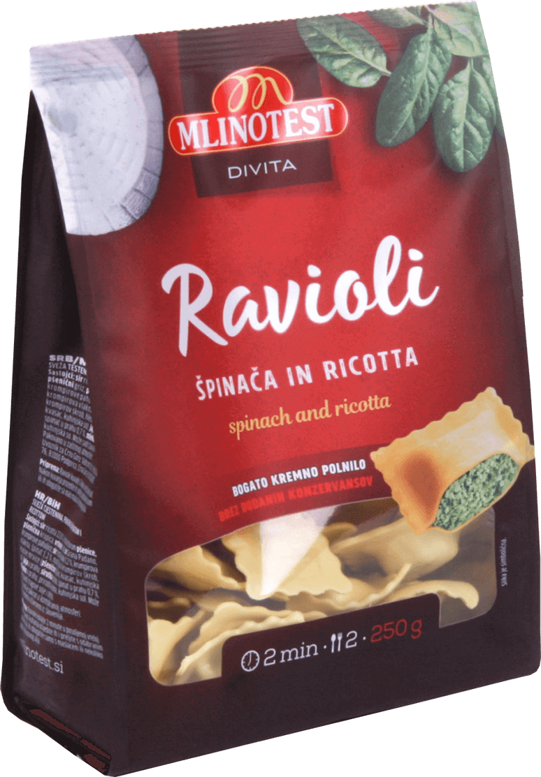 Ravioli Spinach And Ricotta 250 G - Mlinotest Ravioli (774x1113), Png Download