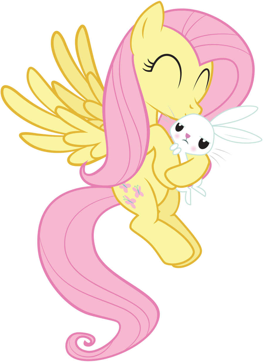 Angel Bunny, Blushing, Fluttershy, Kissing, Safe, Simple - My Little Pony Fluttershy Kiss Angel (900x1237), Png Download