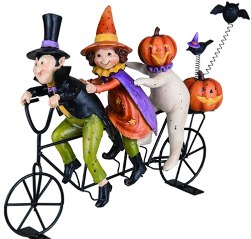 Resin Halloween Characters On A Bicycle Built For Three - Holiday (694x476), Png Download