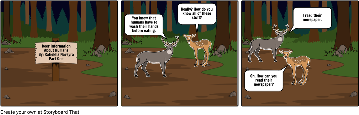 Deer Information About Humans - Cartoon (1164x385), Png Download