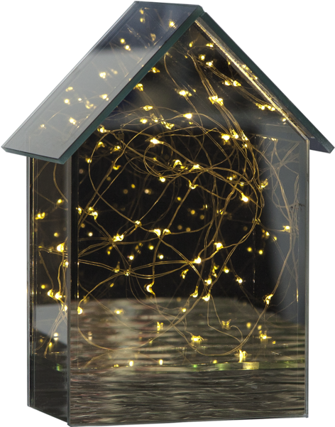 Lantern Mirror House - Batteridriven Lykta Mirror House Led 20cm - Star Trading (600x600), Png Download