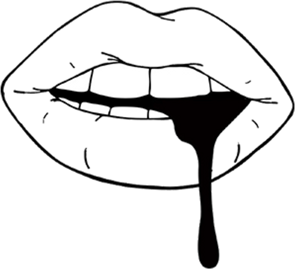 Lips Black Render Png Labios Tumblr - Lips Black And White Drawing (1024x1024), Png Download