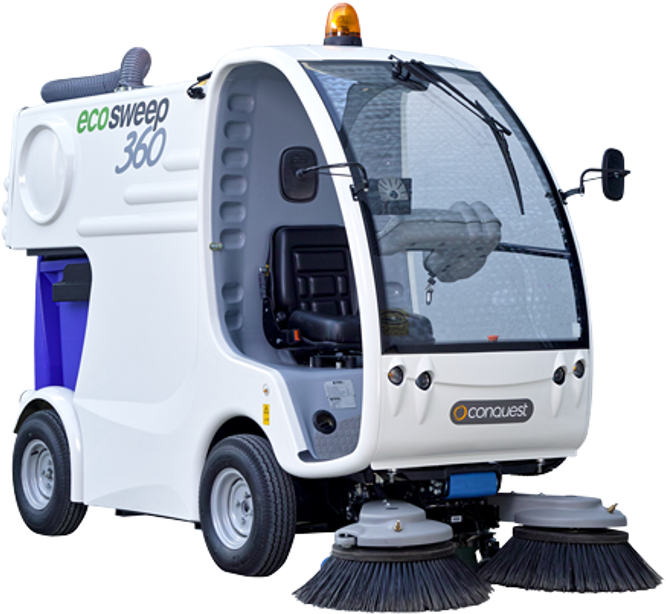 Conquest Eco Sweep 360 Battery Powered Street Sweeper - Electric Street Sweeper Dulevo (915x720), Png Download