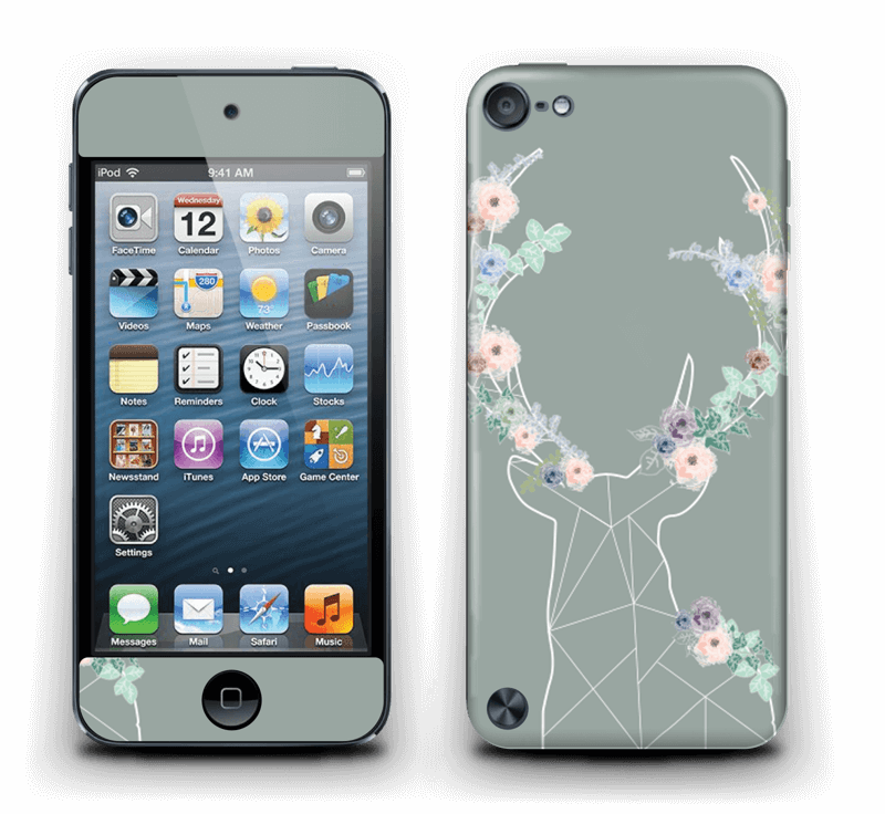 Grey Blooming Deer - Apple Ipod Touch (6th Generation) - 16 Gb - Red (800x736), Png Download
