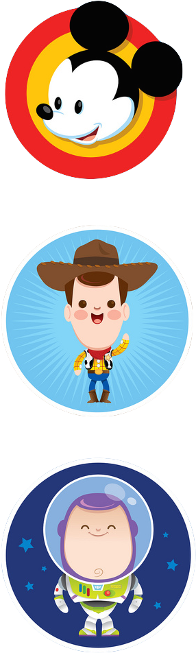 Mickey, Woody & Buzz - Toy Story (363x1015), Png Download