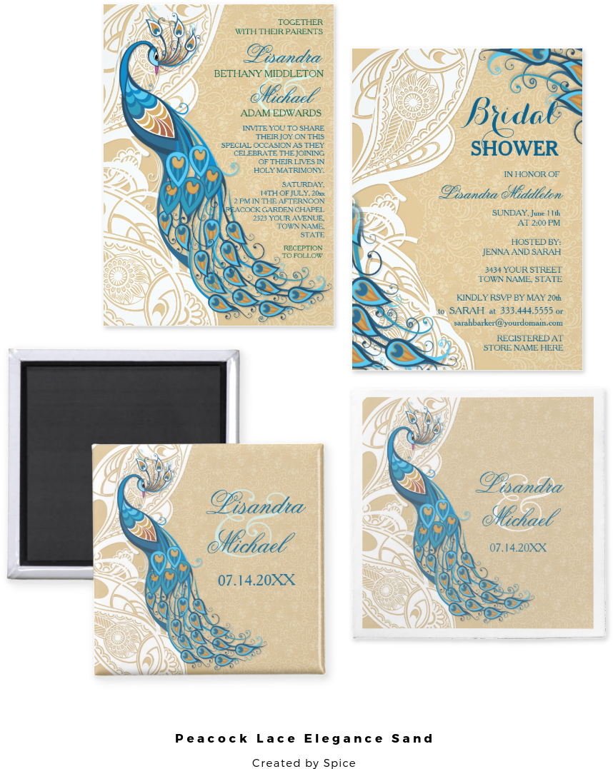 Elegant Peacock And Lace Theme With An Art Nouveau - Pfau Auf Aquamariner Illustration Karte (957x1188), Png Download