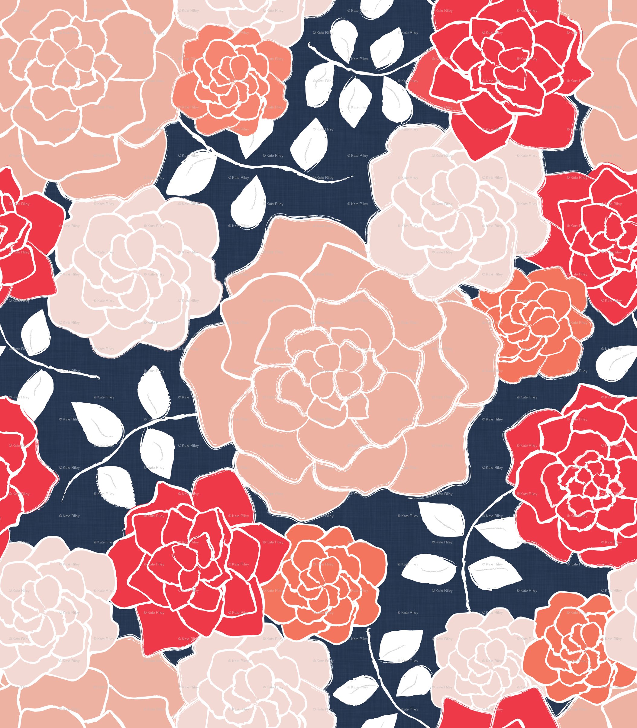 Navy And Coral Patterns (2108x2410), Png Download