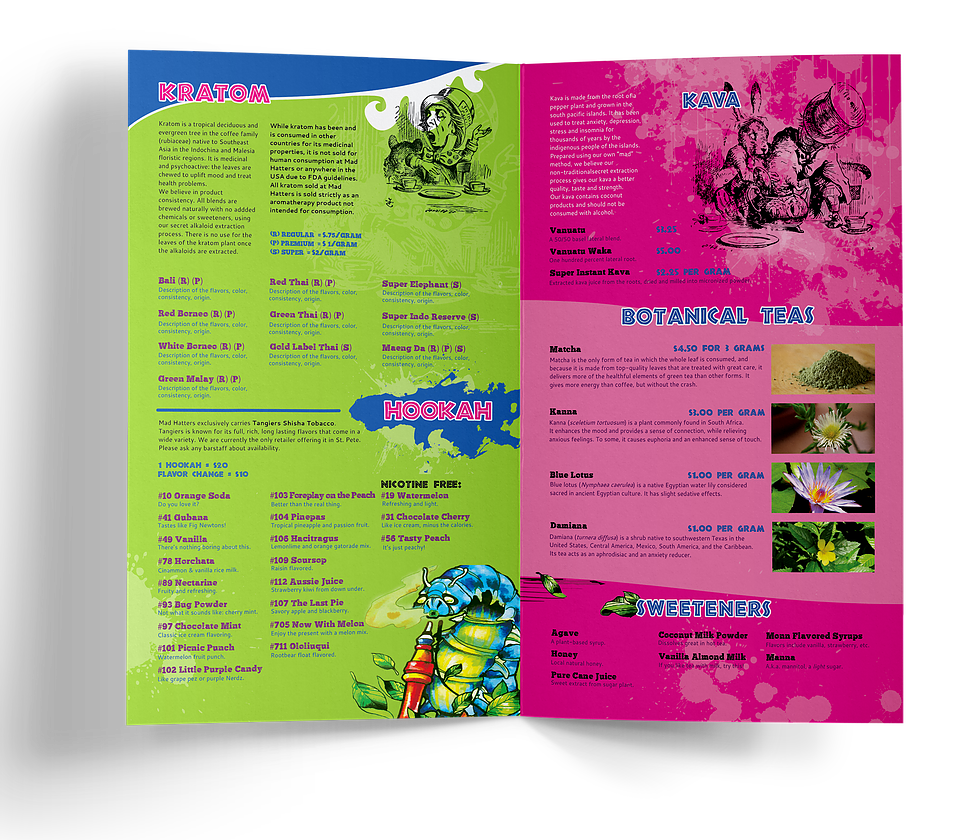 Mad Hatter's Tea Bar Concept Menu Booklet Inside - Brochure (980x840), Png Download
