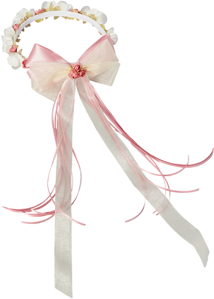 Dusty Rose Silk & Satin Floral Crown Wreath Girls - Satin Ribbon Transparent Png (745x1024), Png Download