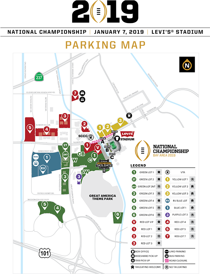 2019 Cfp Levi's Stadium Parking Map - College Football Playoff (750x971), Png Download