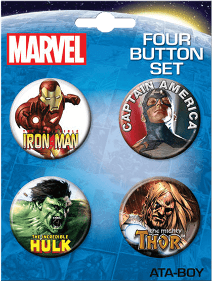 Classic Marvel Avengers Button Set - Marvel Comics Captain America Button 81896 (555x555), Png Download