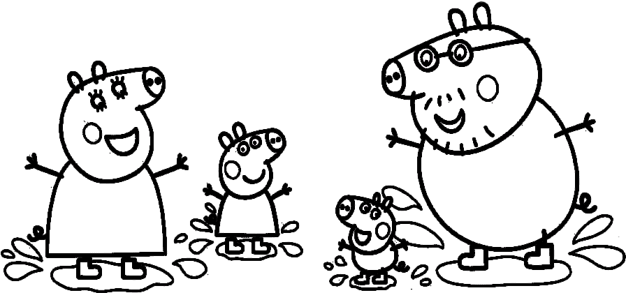 Jogo Colorir Peppa Pig Nas Poças De Lama No Jogos - Peppa Pig Colouring Pages To Print (928x440), Png Download