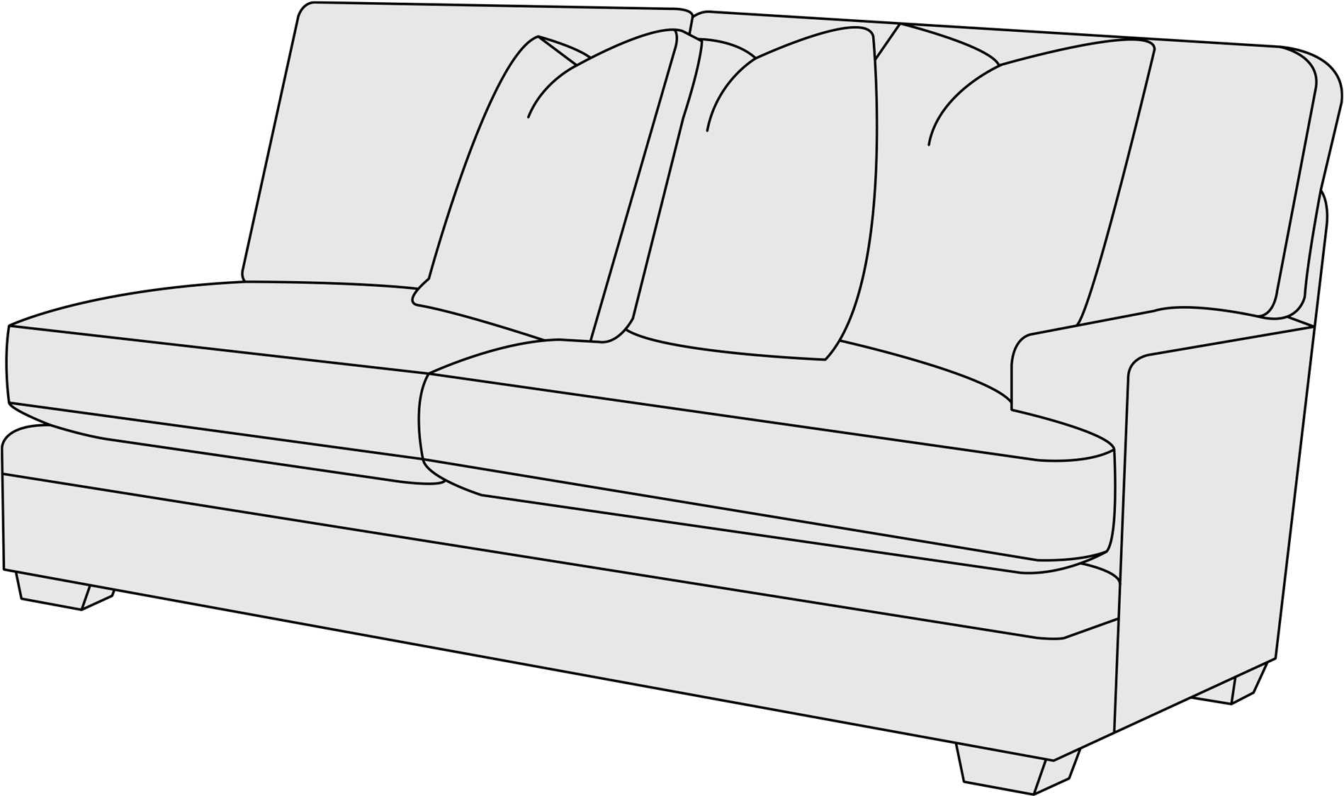 Studio Couch (2000x1223), Png Download