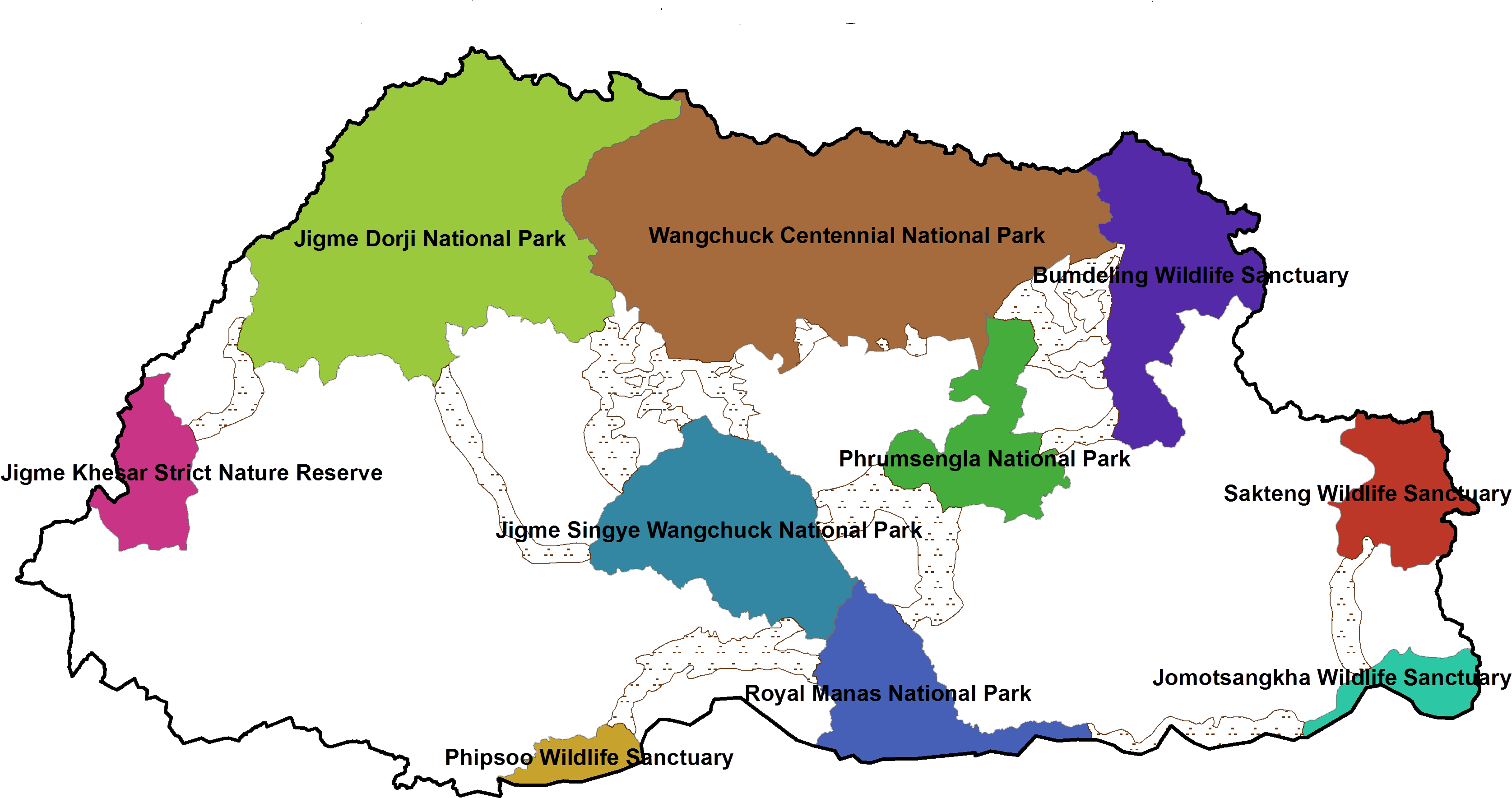 Footer Map - Wangchuck Centennial National Park (3506x1926), Png Download