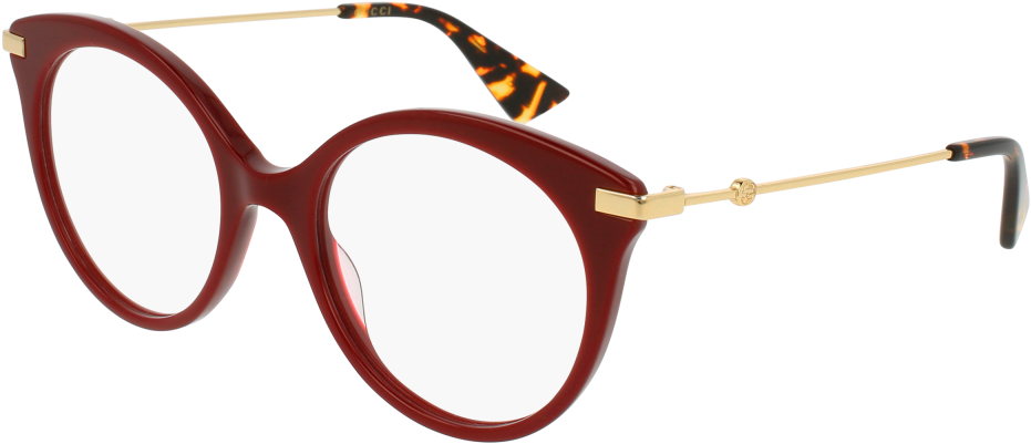 Gg0109o-006 Burgundy Gold Eyeglasses / Demo Lenses - Gucci Gg0109o (1000x560), Png Download