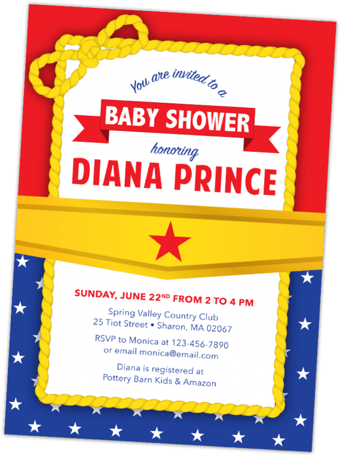 Wonder Woman Baby Shower Invitation - Wonder Woman Baby Shower Invitations (999x999), Png Download