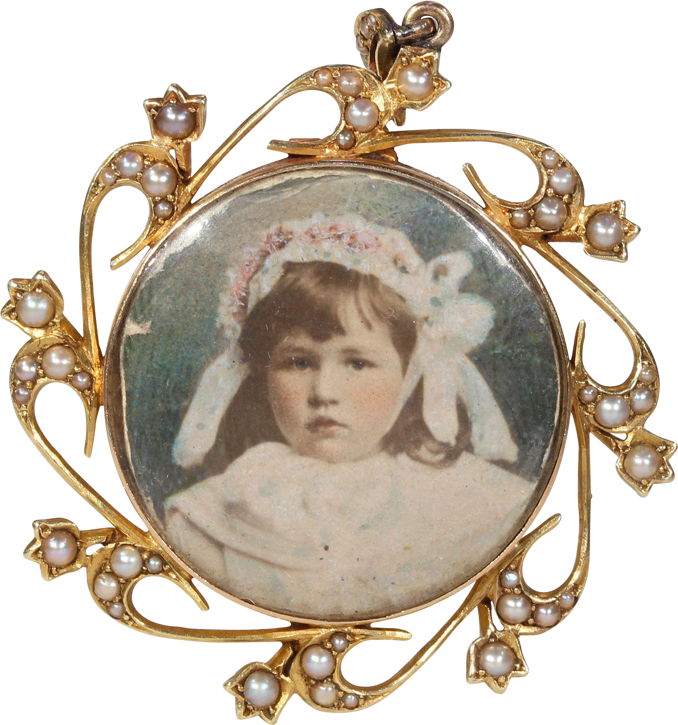 Victorian Gold Pearl Frame Crystal Locket Pendant - Locket (1434x1434), Png Download