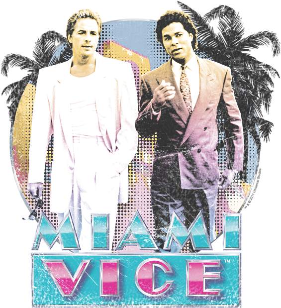 Click And Drag To Re-position The Image, If Desired - T-shirt: Miami Vice - 80's Love, 3x3in. (600x652), Png Download