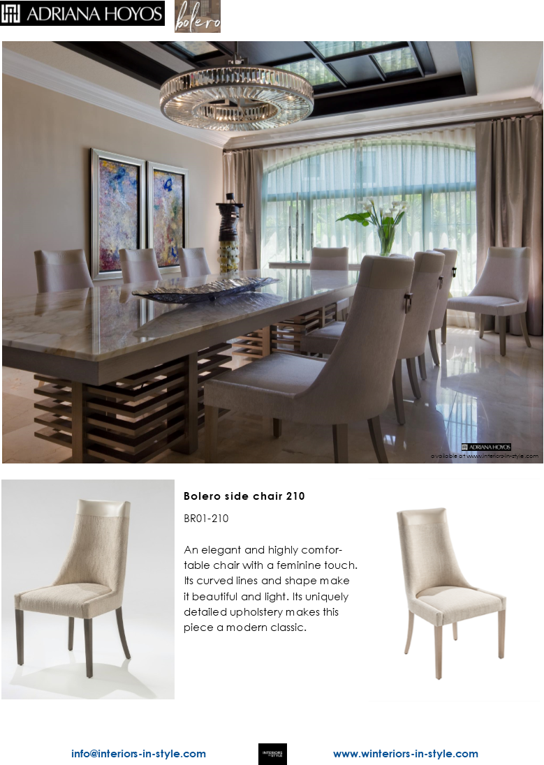 Bolero Side Chair 210 An Elegant And Highly Comfortable - Adriana Hoyos Decoracion Salas (779x1096), Png Download