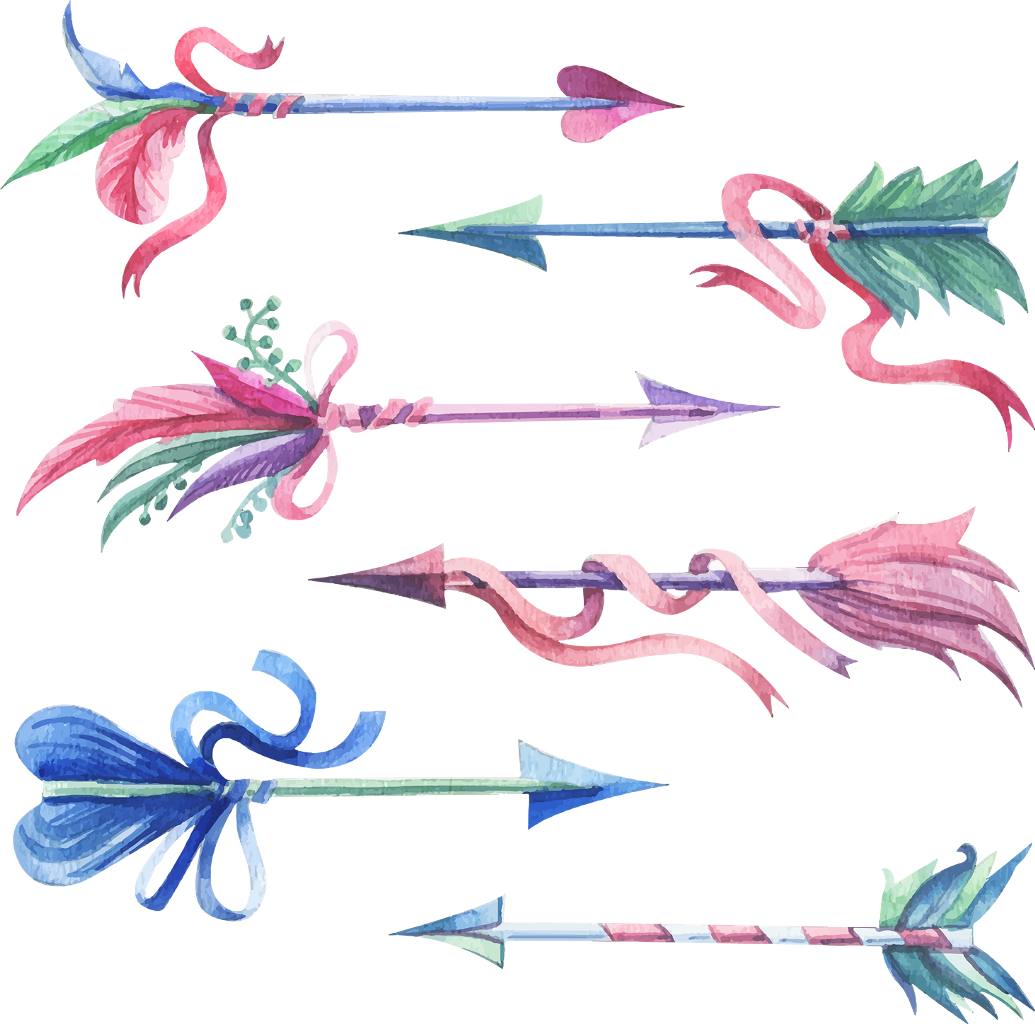 Boho Bohemian Feather Feathers Arrow Arrows Freetoedit - Blue Watercolor Arrow Png (1035x1024), Png Download