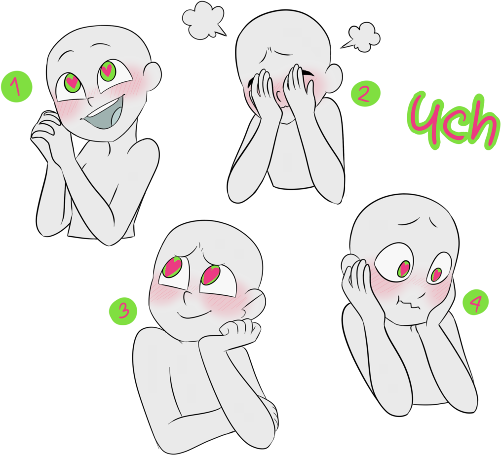 Flustered/in Love Ych - Reference Chibi Pose (1024x930), Png Download