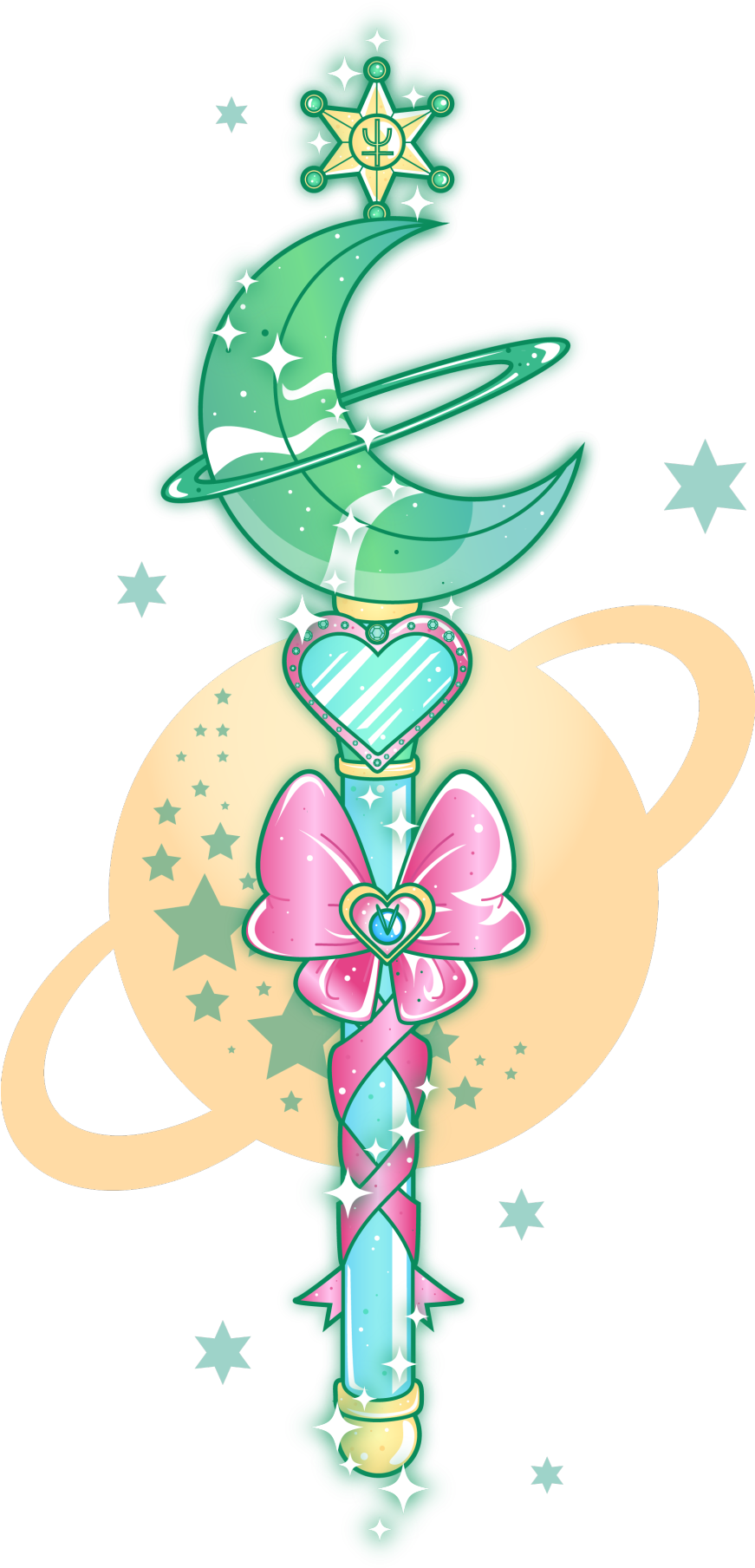 Sailor Neptune Wand (870x1920), Png Download