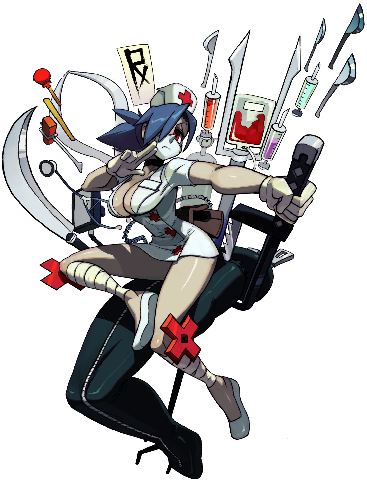 Valentine Skullgirls Vs Battles - Valentine From Skullgirls (1600x1942), Png Download