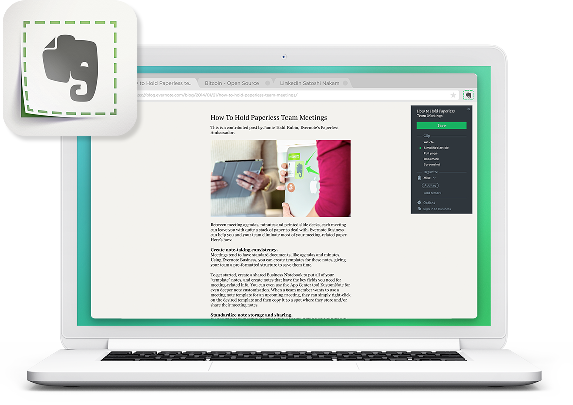 Add The Web Clipper - Evernote Icon (1144x808), Png Download
