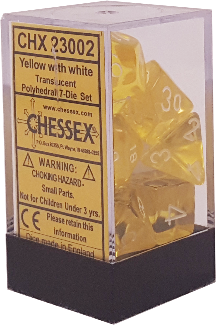 Translucent Yellow With White Polyhedral - Rpg Dice Set Of 7 - Festive Vibrant (1512x1800), Png Download