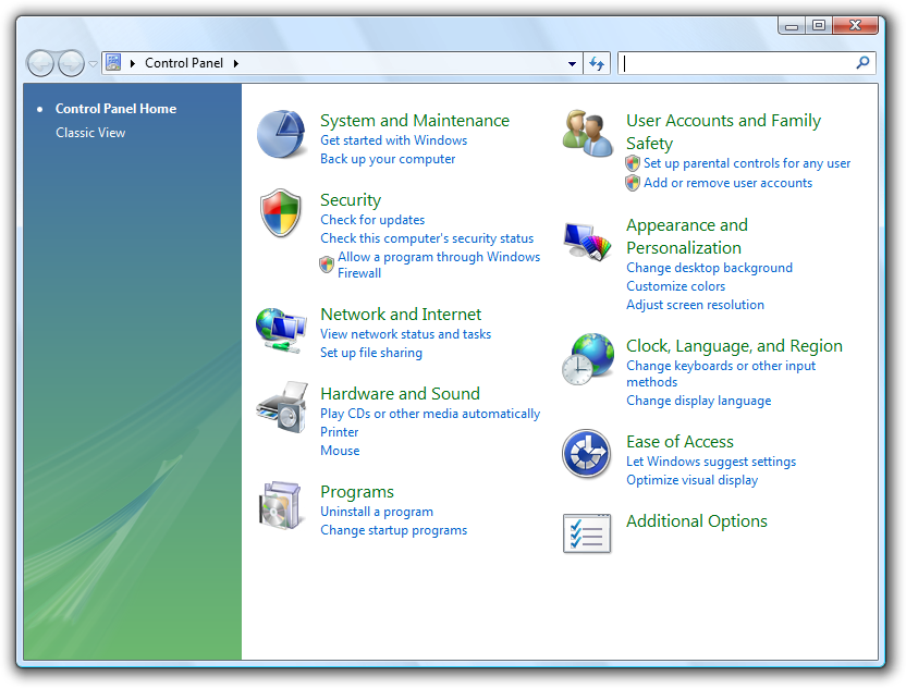 Control Panel Vista - Network And Internet Windows Vista (832x632), Png Download