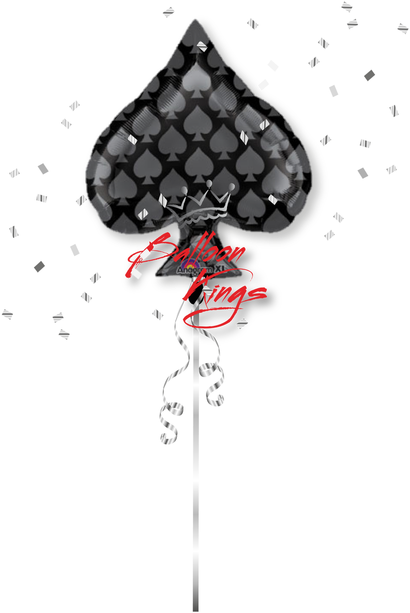 Casino Black Spade - 1 Black Spade Shaped Card Suit Foil Balloon (1068x1280), Png Download