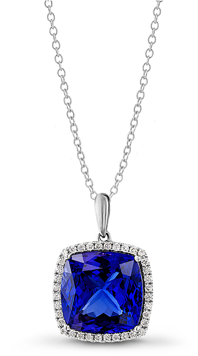 Tanzanite Cushion Pendant - Diamond (800x800), Png Download