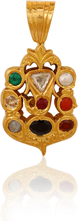 Enchanting Navaratna Gems Pendant - Locket (1000x1000), Png Download
