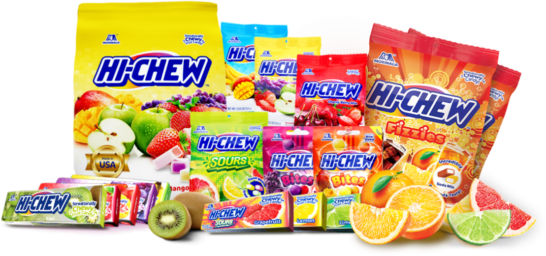Various Bags And Packages Of Hi-chew Products - Fizzy And Sour Hi Chew (1200x619), Png Download