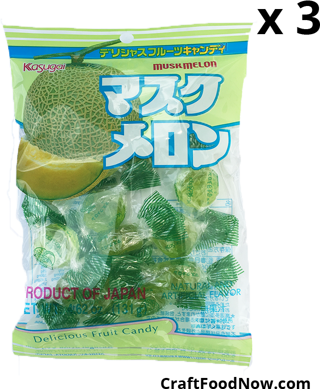 Kasugai Muskmelon Japanese Candies 3 Pack - Kasugai Muskmelon Cantaloupe Hard Melon Flavor Candy (800x800), Png Download
