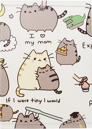 Slim Passport Cover - Pusheen With His Family (938x720), Png Download