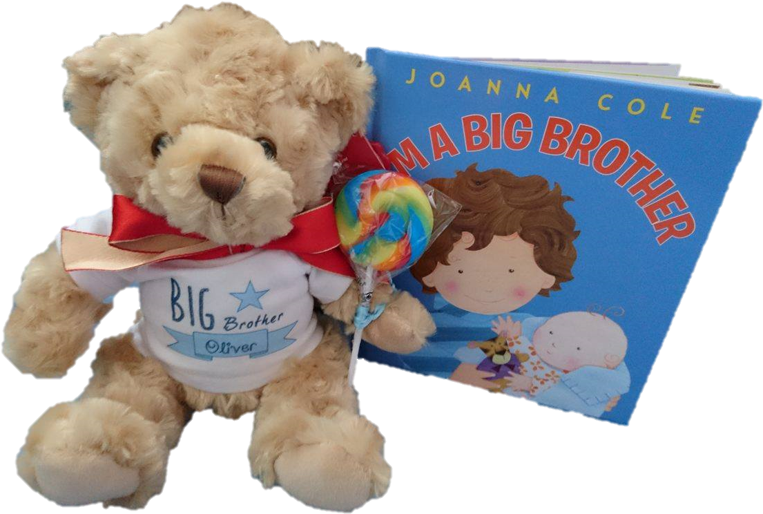 Personalised Bear, Lollipop And "i'm A Big Brother" - Am A Big Brother Doll And Book Bundle (1184x888), Png Download