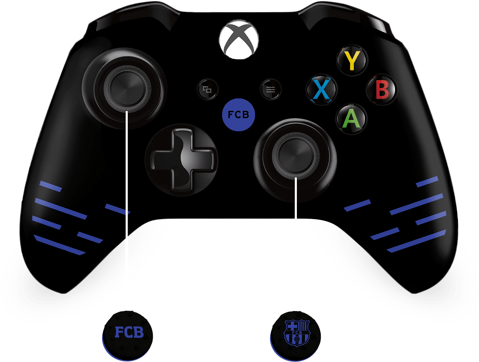 Barcelona Fc Licensed Xb1 Silicone Skin - Blue Fire Xbox One Controller (1787x1308), Png Download