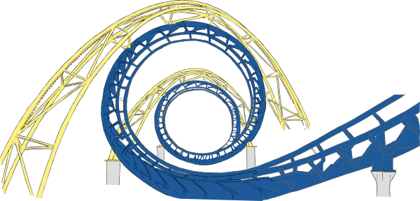 Small - Roller Coaster Track Clipart (600x288), Png Download