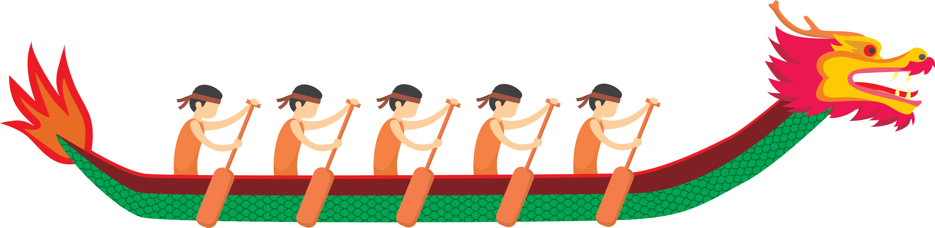 Decoration Vector About Hand Draw,cartoon,rowing,the - 龙船 Png (4599x2000), Png Download