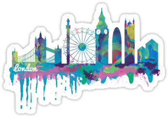 Watercolor Painting Style Of The London Skyline - London (375x360), Png Download