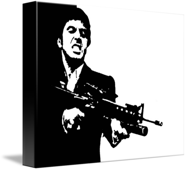 Svg Black And White Download Scarface Cult Classic - Scarface Poster Scarface Black And White Art (650x593), Png Download
