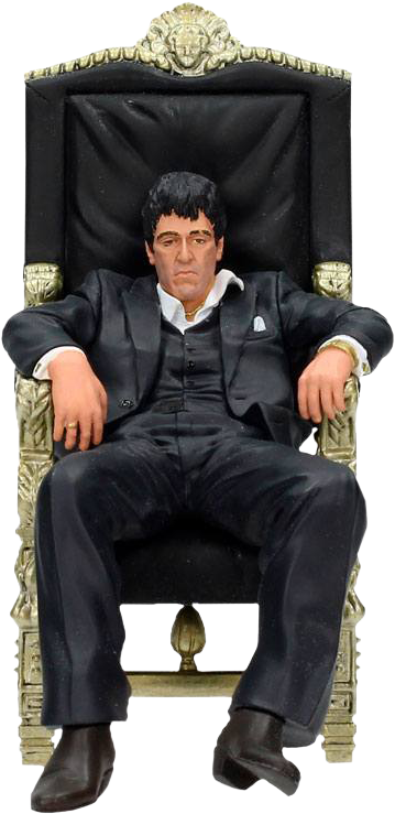 Tony Montana In Chair 7” Figure - Movie Icons Scarface Tony Montana Throne (454x772), Png Download