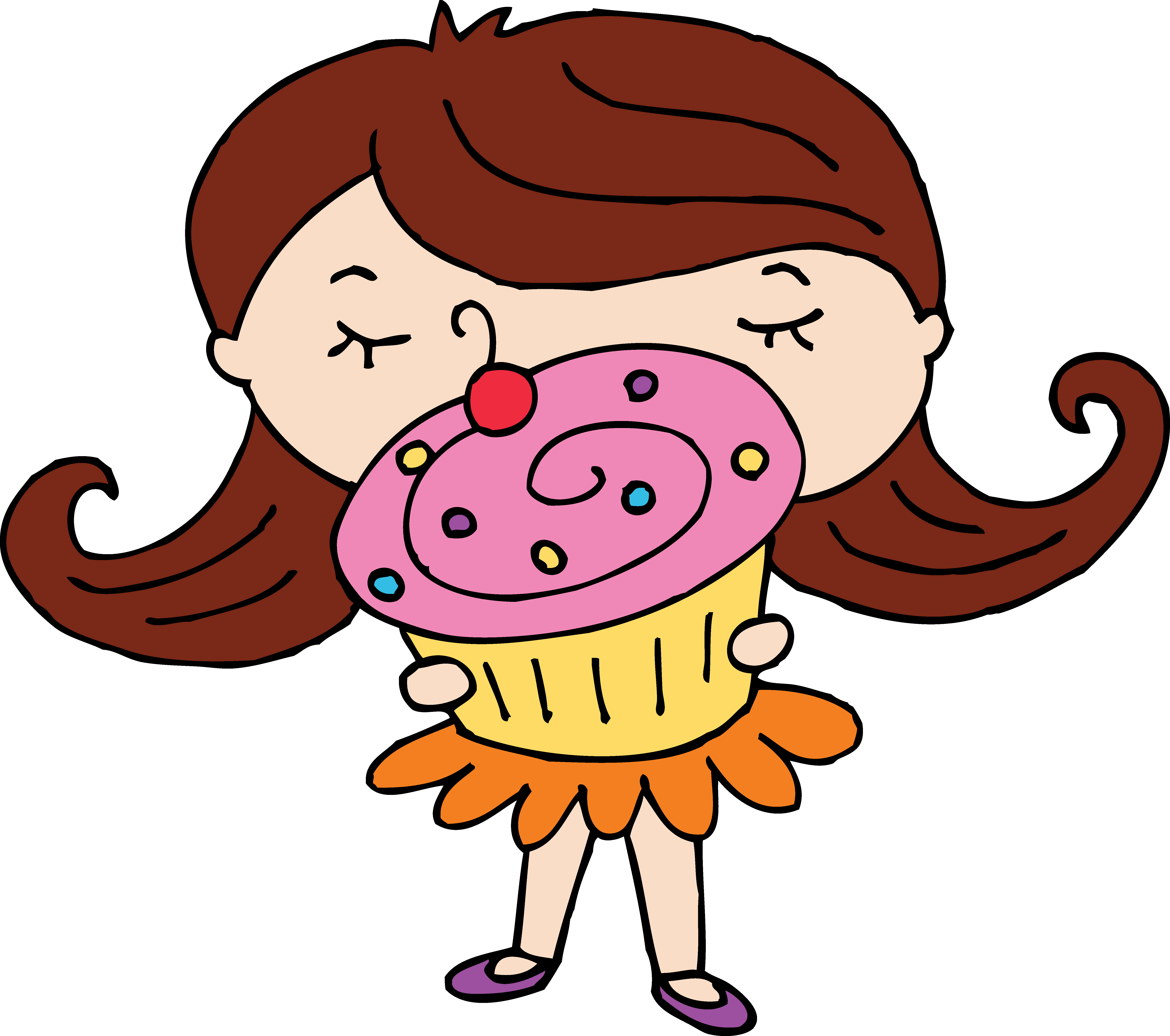 Cute Cupcake Girl Free - Baking Cupcakes Clip Art (6329x5603), Png Download