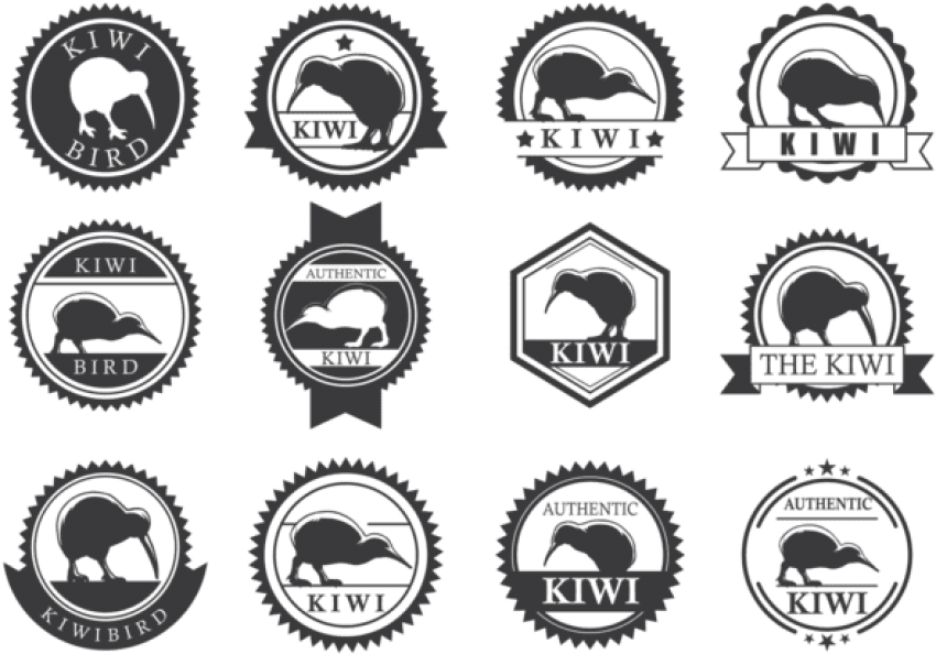 Kiwi Bird Labels Vector Orangereebok - Kiwi Bird Vector Set (700x490), Png Download