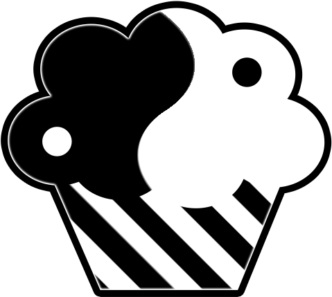 Cupcake Black And White Cupcake Clipart Black And White - Yin Yang Cupcake (510x444), Png Download