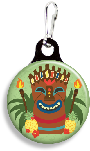 Tiki Statue - Zoogee Pzp1ds-b - Zipper Pulls 3/4" Metal Back (353x530), Png Download