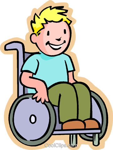 Little Boy In A Wheelchair Royalty Free Vector Clip - Clipart Boy In Wheelchair (361x480), Png Download