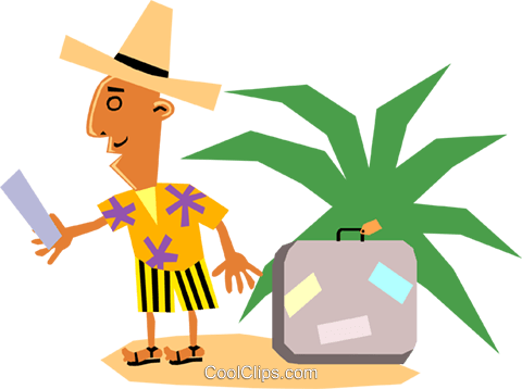 Funky Picasso Man On Vacation Royalty Free Vector Clip - Vacation Clipart Transparent (480x358), Png Download