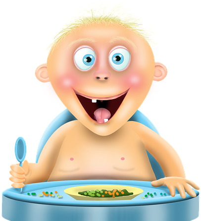 Baby, Boy, Cartoon, Feeding, Eating, Character, Male - Bathing (510x720), Png Download